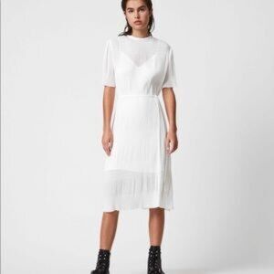 open lace back dress AllSaints Women's Dresses Jinx Pleated Dress Jinx Taupe Brown XS at Amazon  Women's Clothing store main image 0